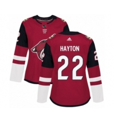Women's Adidas Arizona Coyotes #22 Barrett Hayton Premier Burgundy Red Home NHL Jersey