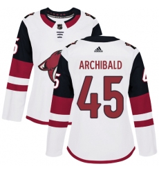 Women's Adidas Arizona Coyotes #45 Josh Archibald Authentic White Away NHL Jersey