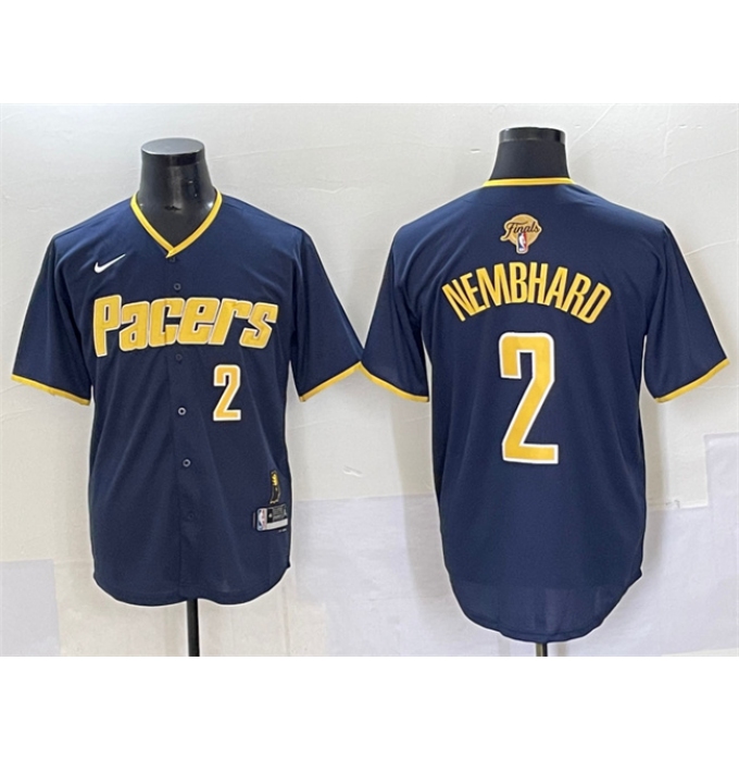 Men's Indiana Pacers #2 Andrew Nembhard Navy 2025 Finals Vapor Stitched Baseball Jersey