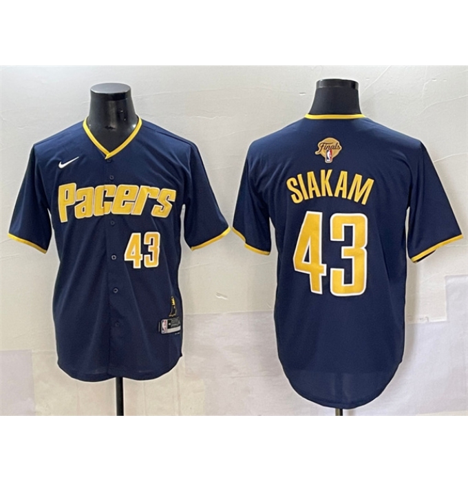 Men's Indiana Pacers #43 Pascal Siakam Navy 2025 Finals Vapor Stitched Baseball Jersey