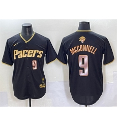 Men's Indiana Pacers #9 T.J. McConnell Black Gold 2025 Finals Vapor Stitched Baseball Jersey