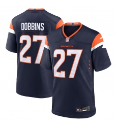 Men's Denver Broncos #27 J.K. Dobbins Navy 2025 Alternate Football Stitched Game Jersey