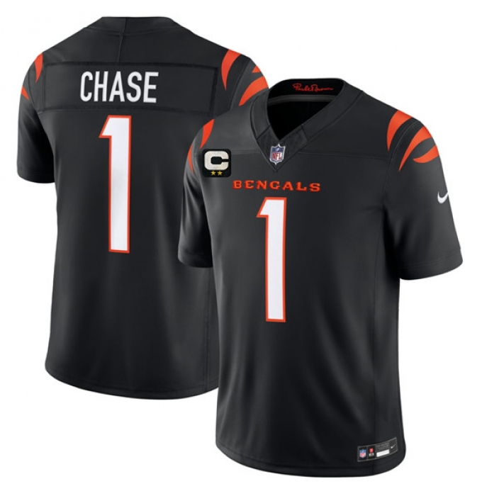 Men's Cincinnati Bengals #1 Ja'Marr Chase Black 2026 F.U.S.E. 2-Star C Vapor Untouchable Limited Football Stitched Jersey