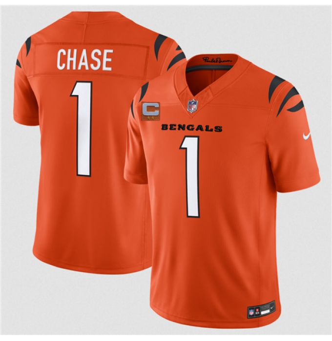 Men's Cincinnati Bengals #1 Ja'Marr Chase Orange 2026 F.U.S.E. 2-Star C Vapor Untouchable Limited Football Stitched Jersey
