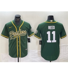 Men's Green Bay Packers #11 Jayden Reed Green Cool Base Stitched Baseball Jersey