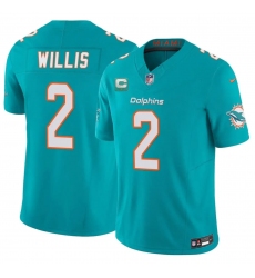 Men's Miami Dolphins #2 Malik Willis Aqua 2026 F.U.S.E. 1-Star C Vapor Limited Football Stitched Jersey