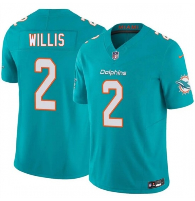 Men's Miami Dolphins #2 Malik Willis Aqua 2026 F.U.S.E. Vapor Limited Stitched Football Jersey