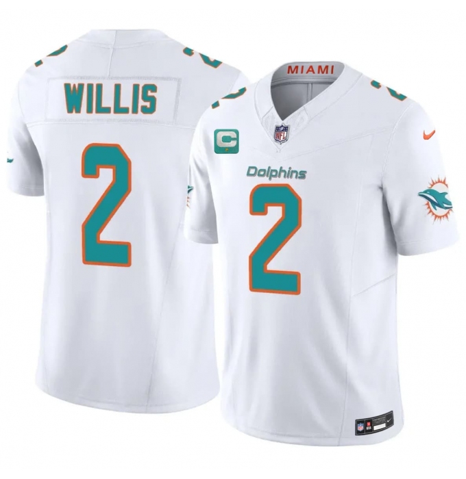 Men's Miami Dolphins #2 Malik Willis White 2026 F.U.S.E. 1-Star C Vapor Limited Football Stitched Jersey