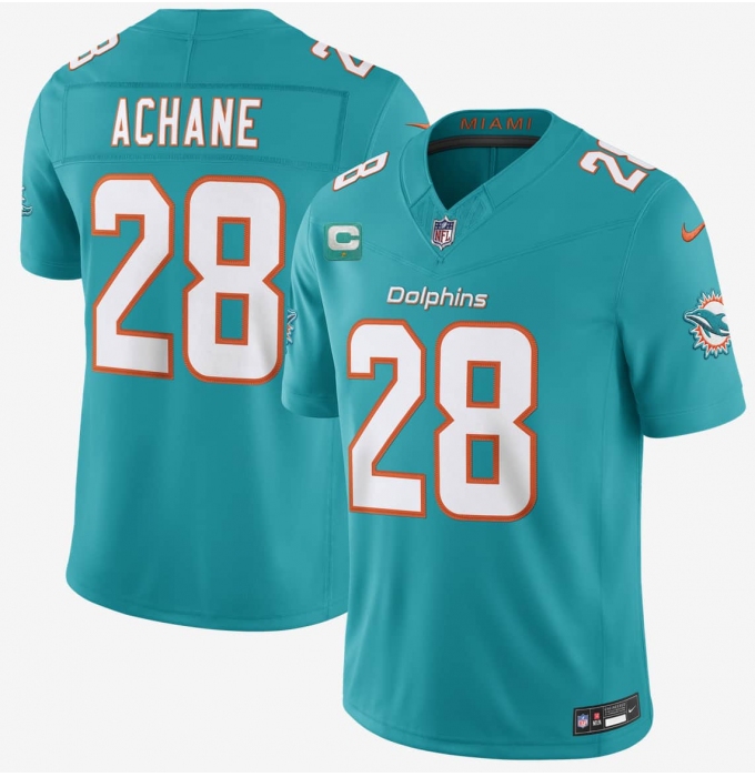 Men's Miami Dolphins #28 De'Von Achane Aqua 2026 F.U.S.E. 1-Star C Vapor Limited Football Stitched Jersey