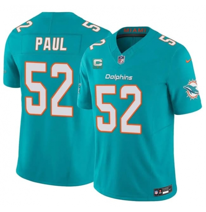 Men's Miami Dolphins #52 Patrick Paul Aqua 2026 F.U.S.E. 1-Star C Vapor Limited Football Stitched Jersey
