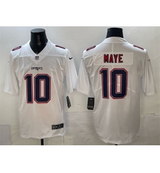 Men's New England Patriots #10 Drake Maye White Fashion Vapor Untouchable Limited Stitched Football Jersey