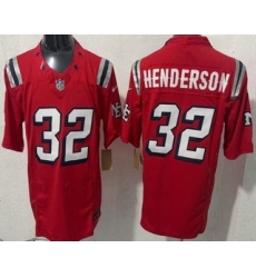 Men's New England Patriots #32 TreVeyon Henderson Limited Red Rivalries FUSE Vapor Jersey