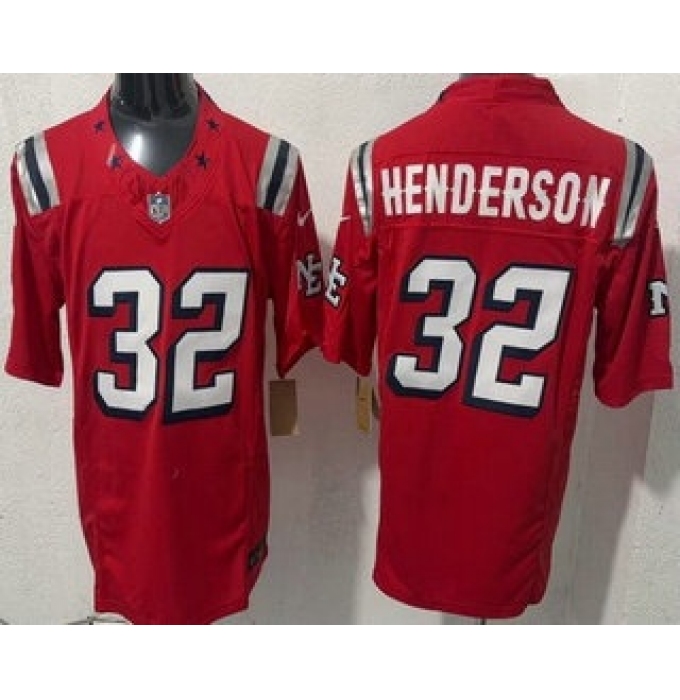 Men's New England Patriots #32 TreVeyon Henderson Limited Red Rivalries FUSE Vapor Jersey