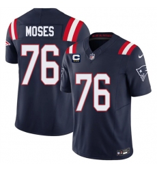 Men's New England Patriots #76 Morgan Moses Navy 2026 F.U.S.E. 3-Star C Vapor Limited Football Stitched Jersey