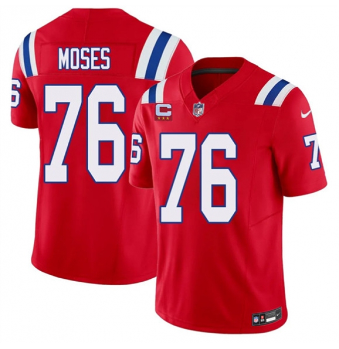 Men's New England Patriots #76 Morgan Moses Red 2026 F.U.S.E. 3-Star C Vapor Limited Football Stitched Jersey