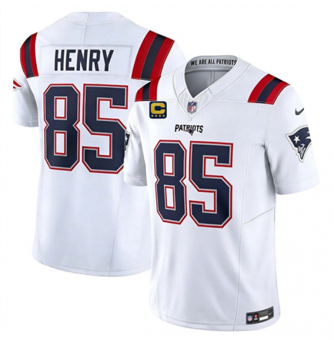 Men's New England Patriots #85 Hunter Henry White 2026 F.U.S.E. 4-Star C Vapor Limited Football Stitched Jersey