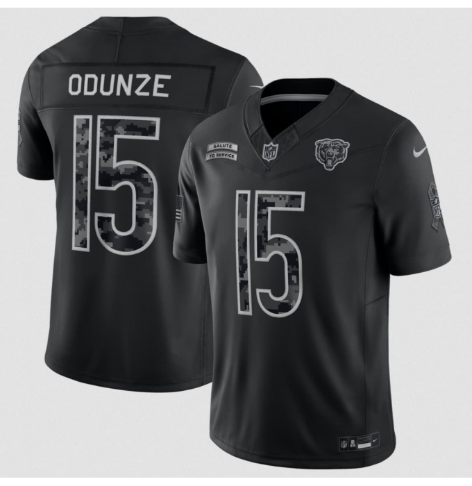 Men's Chicago Bears #15 Rome Odunze Black 2026 F.U.S.E. Salute to Service Limited Football Stitched Jersey