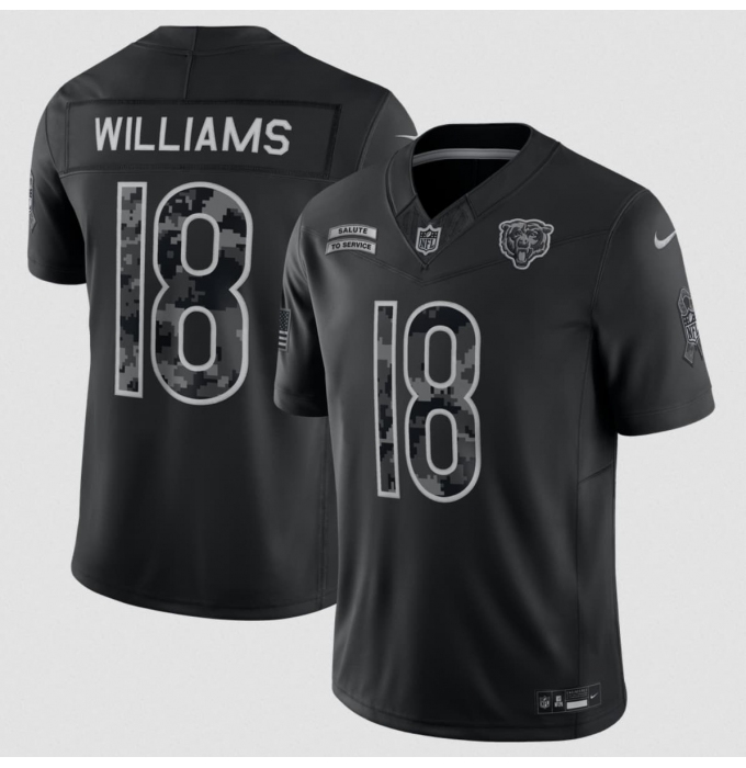 Men's Chicago Bears #18 Caleb Williams Black 2026 F.U.S.E. Salute to Service Limited Football Stitched Jersey