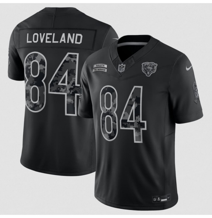 Men's Chicago Bears #84 Colston Loveland Black 2026 F.U.S.E. Salute to Service Limited Football Stitched Jersey