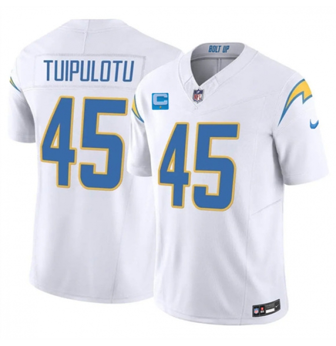 Men's Los Angeles Chargers #45 Tuli Tuipulotu White 2026 F.U.S.E. 1-Star C Vapor Limited Football Stitched Jersey
