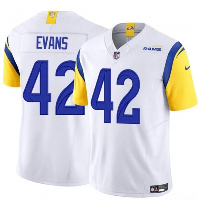 Men's Los Angeles Rams #42 Ethan Evans White 2025 F.U.S.E. Vapor Untouchable Football Stitched Jersey