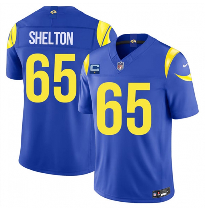 Men's Los Angeles Rams #65 Coleman Shelton Royal 2026 F.U.S.E. 1-Star C Vapor Limited Football Stitched Jersey