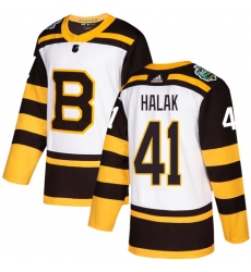 Men's Adidas Boston Bruins #41 Jaroslav Halak Authentic White 2019 Winter Classic NHL Jersey