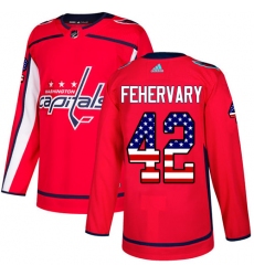 Men's Adidas Washington Capitals #42 Martin Fehervary Authentic Red USA Flag Fashion NHL Jersey