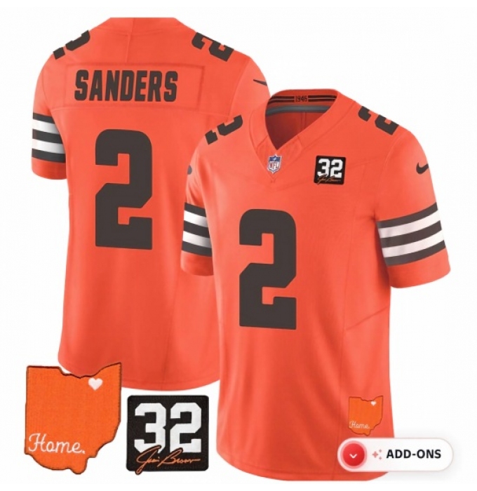 Men's Cleveland Browns #2 Shedeur Sanders Orange Limited Stitched Football Jersey