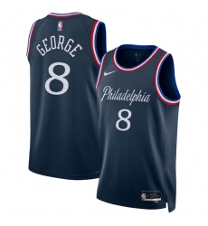 Men's Philadelphia 76ers #8 Paul George Navy 2025-26 City Edition Swingman Stitched Jersey