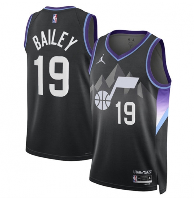 Men's Utah Jazz #19 Ace Bailey Black 2024-25 Draft Statement Edition Stitched Basketball Jersey