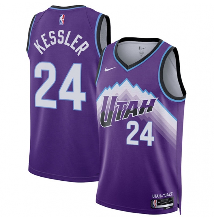 Men's Utah Jazz #24 Walker Kessler Purple 2025 Icon Edition Stitched Basketball Jersey
