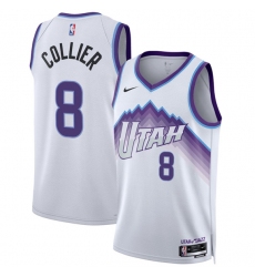 Men's Utah Jazz #8 Isaiah Collier White 2025 Association Edition Stitched Basketball Jersey