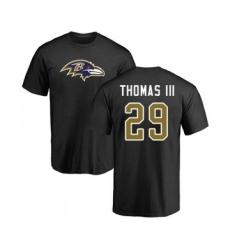 Football Baltimore Ravens #29 Earl Thomas III Black Name & Number Logo T-Shirt