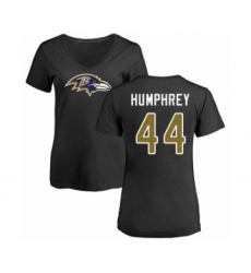 Football Women's Baltimore Ravens #44 Marlon Humphrey Black Name & Number Logo T-Shirt