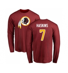Football Washington Redskins #7 Dwayne Haskins Maroon Name & Number Logo Long Sleeve T-Shirt