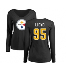 Football Women's Pittsburgh Steelers #95 Greg Lloyd Black Name & Number Logo Slim Fit Long Sleeve T-Shirt