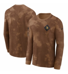 Men's Minnesota Vikings Brown 2023 Salute To Service Long Sleeve T Shirt