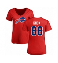 Football Women's Buffalo Bills #88 Dawson Knox Red Name & Number Logo T-Shirt