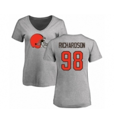 Football Women's Cleveland Browns #98 Sheldon Richardson Ash Name & Number Logo T-Shirt