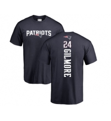 Football New England Patriots #24 Stephon Gilmore Navy Blue Backer T-Shirt