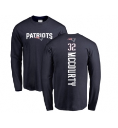Football New England Patriots #32 Devin McCourty Navy Blue Backer Long Sleeve T-Shirt