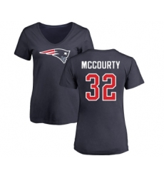 Football Women's New England Patriots #32 Devin McCourty Navy Blue Name & Number Logo Slim Fit T-Shirt