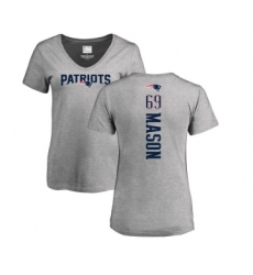 Football Women's New England Patriots #69 Shaq Mason Ash Backer V-Neck T-Shirt