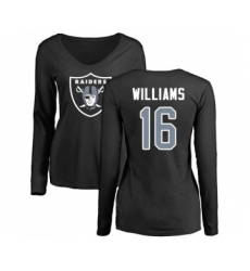 Football Women's Oakland Raiders #16 Tyrell Williams Black Name & Number Logo Long Sleeve T-Shirt