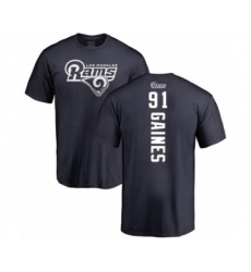 Football Los Angeles Rams #91 Greg Gaines Navy Blue Backer T-Shirt