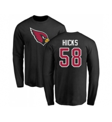 Football Arizona Cardinals #58 Jordan Hicks Black Name & Number Logo Long Sleeve T-Shirt