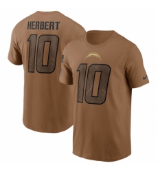 Men's Los Angeles Chargers #10 Justin Herbert 2023 Brown Salute To Service T Shirt