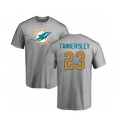 Football Miami Dolphins #23 Cordrea Tankersley Ash Name & Number Logo T-Shirt