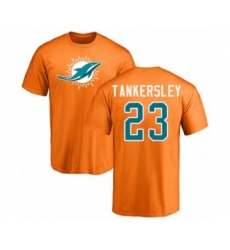 Football Miami Dolphins #23 Cordrea Tankersley Orange Name & Number Logo T-Shirt